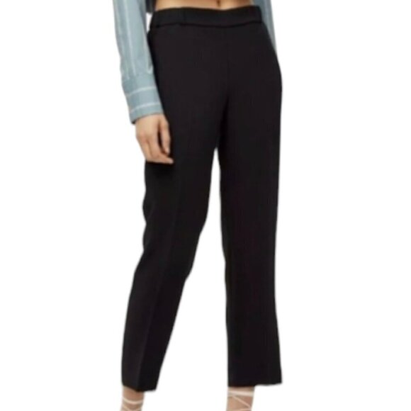 Aritzia Wilfred Darontal Pull On Mid Rise Casual Straight Cropped Pants Black 2 - Picture 1 of 7